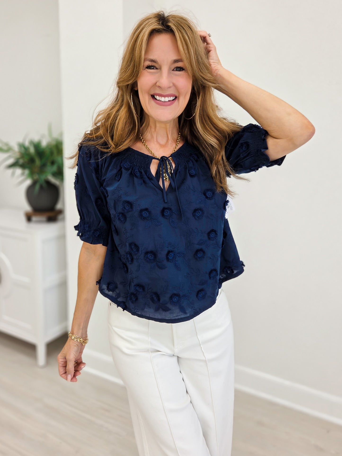 Embroidered 3d Floral  Blouse