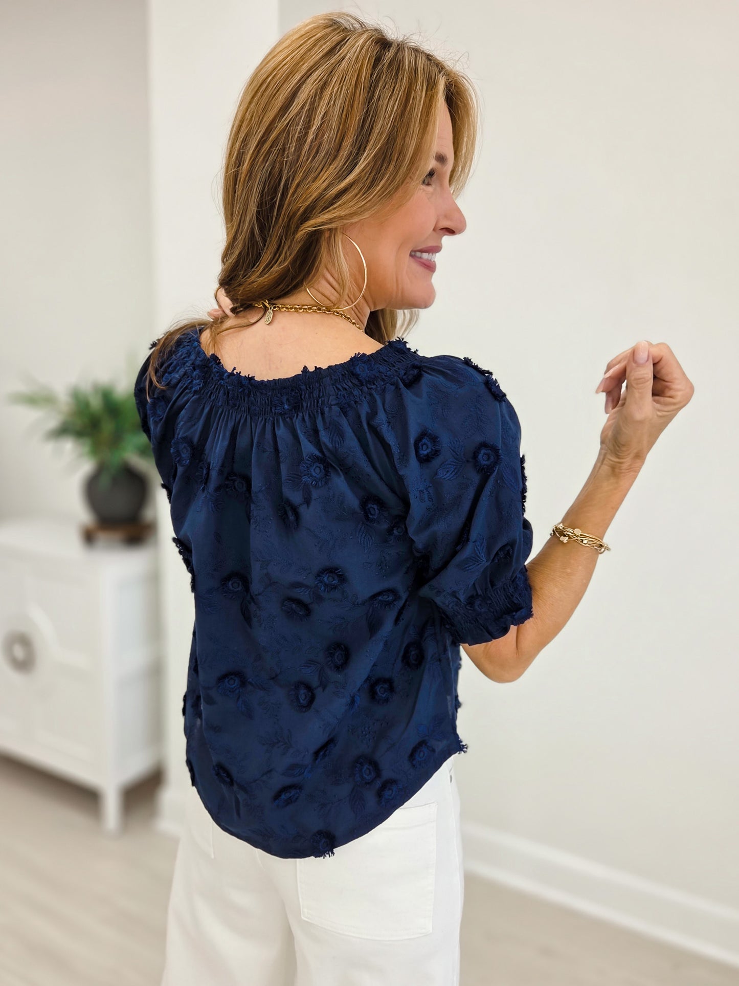 Embroidered 3d Floral  Blouse