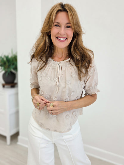 Embroidered 3d Floral  Blouse