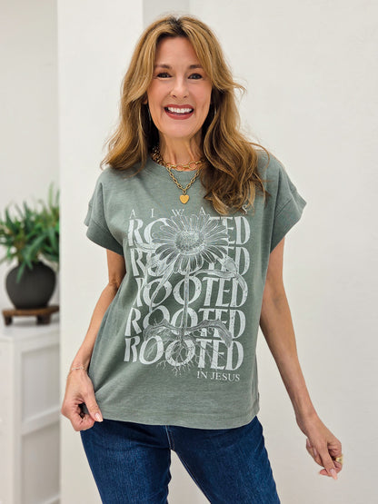 Always Rooted In Jesus Graphic Tee