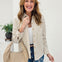 Oatmeal Stiped Collared Long Sleeve Button Down Shirt