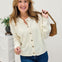 Ivory Raw Edge Exposed Seam Button Down Knit Cardigan