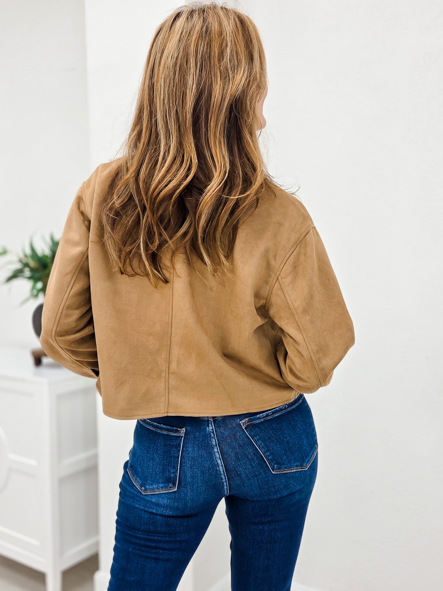 Suede Collared Button Down Jacket