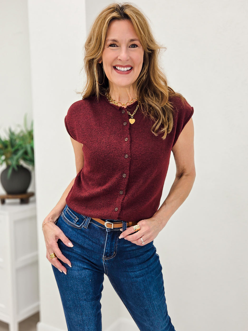 Raw Edge Sleeveless Lightweight Cardigan