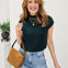 Mock Neck Extended Shoulder Knit Pullover Sweater