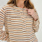 Multicolor Stripe Long Sleeve Yoke Detail Knit Top