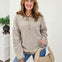 Button Henley Stripe Long Sleeve Drop Shoulder Sweater