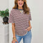 Stripe Colorblock Detail Short Sleeve Knit T-shirt