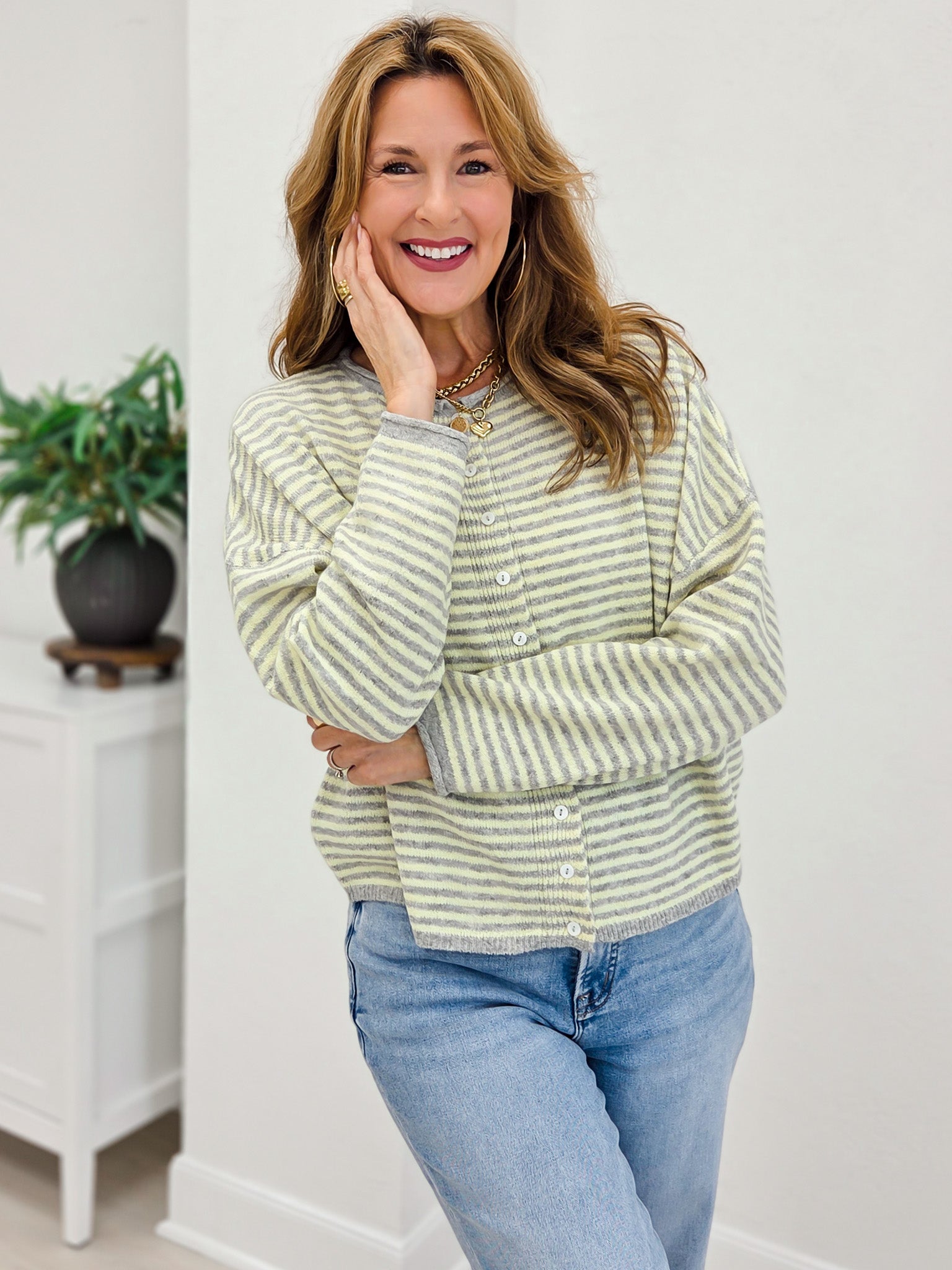 Stripe Raw Edge Drop Shoulder Knit Cardigan – Emma Lou's Boutique