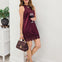 Oxblood Satin Lace Hem Sleeveless Mini Dress