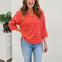 Striped Bubble Half Sleeve Sweater