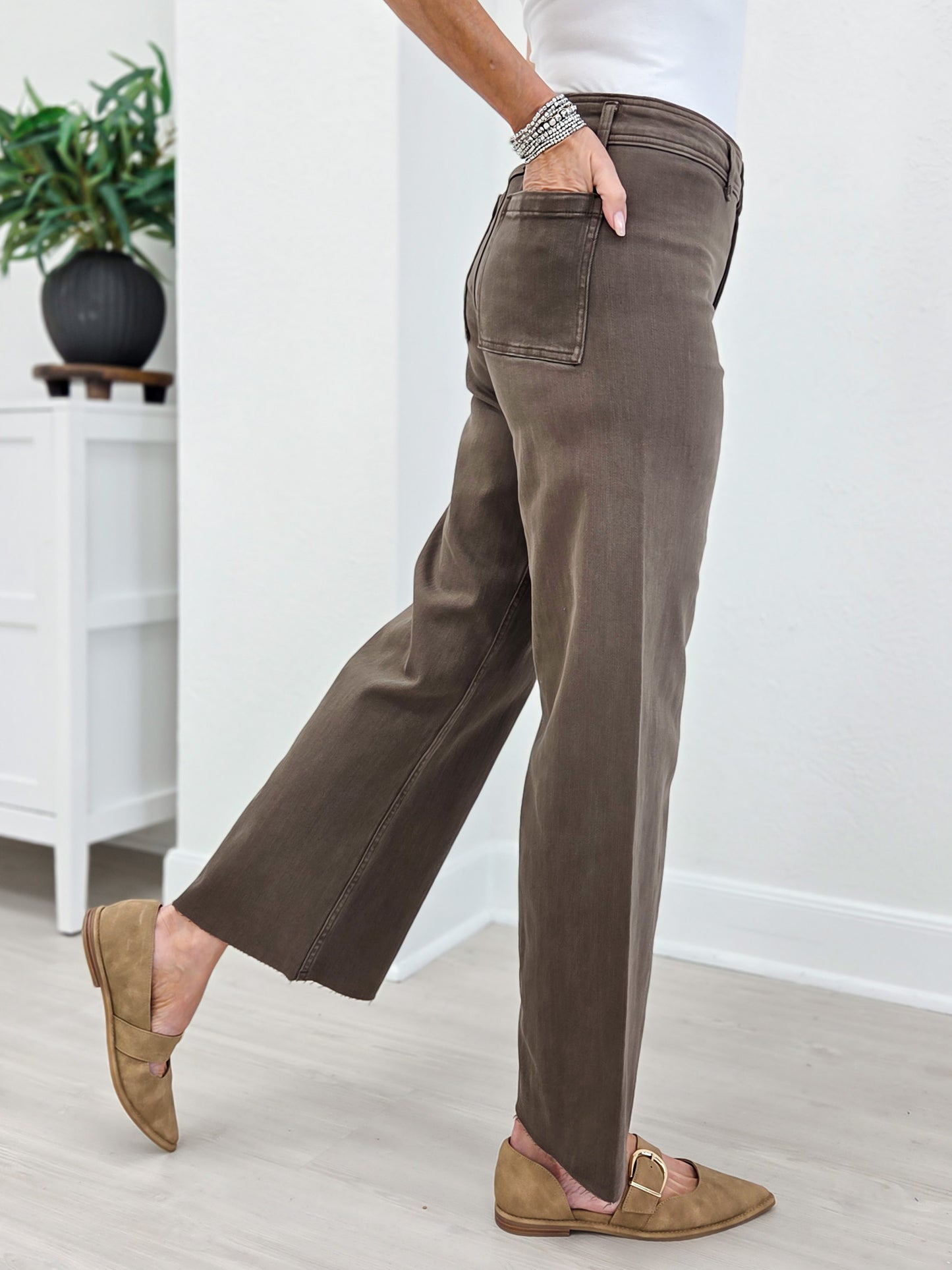 Raw Hem Straight Leg Denim Pant-B