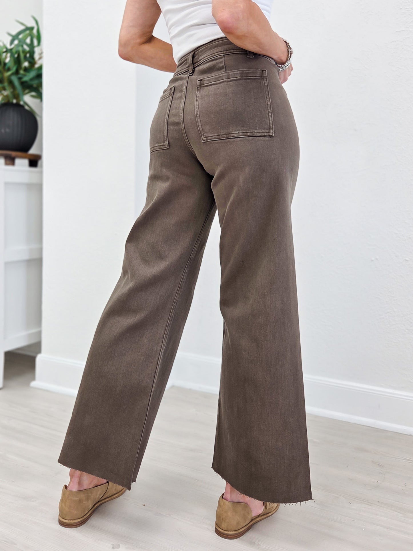 Raw Hem Straight Leg Denim Pant-B