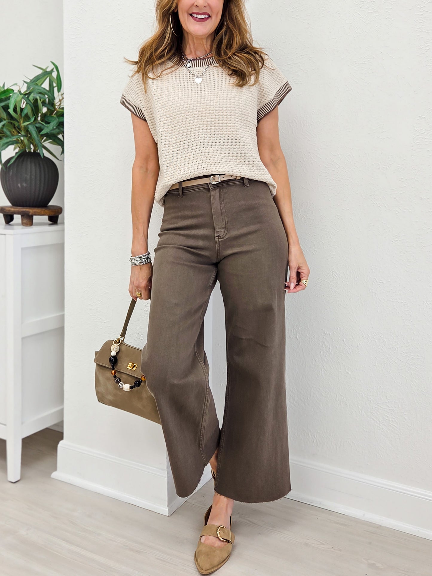 Raw Hem Straight Leg Denim Pant-B