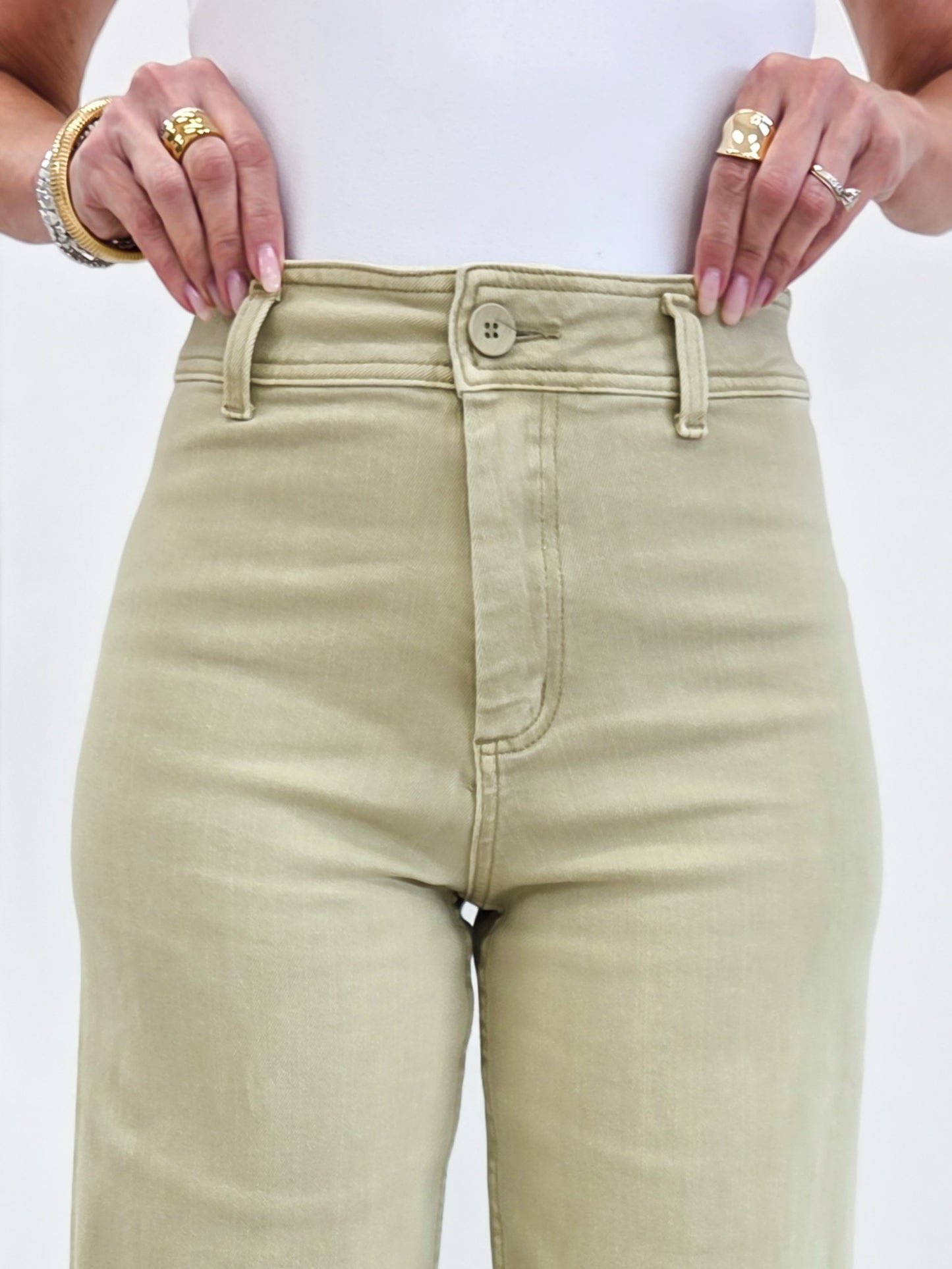 Raw Hem Straight Leg Denim Pant-A