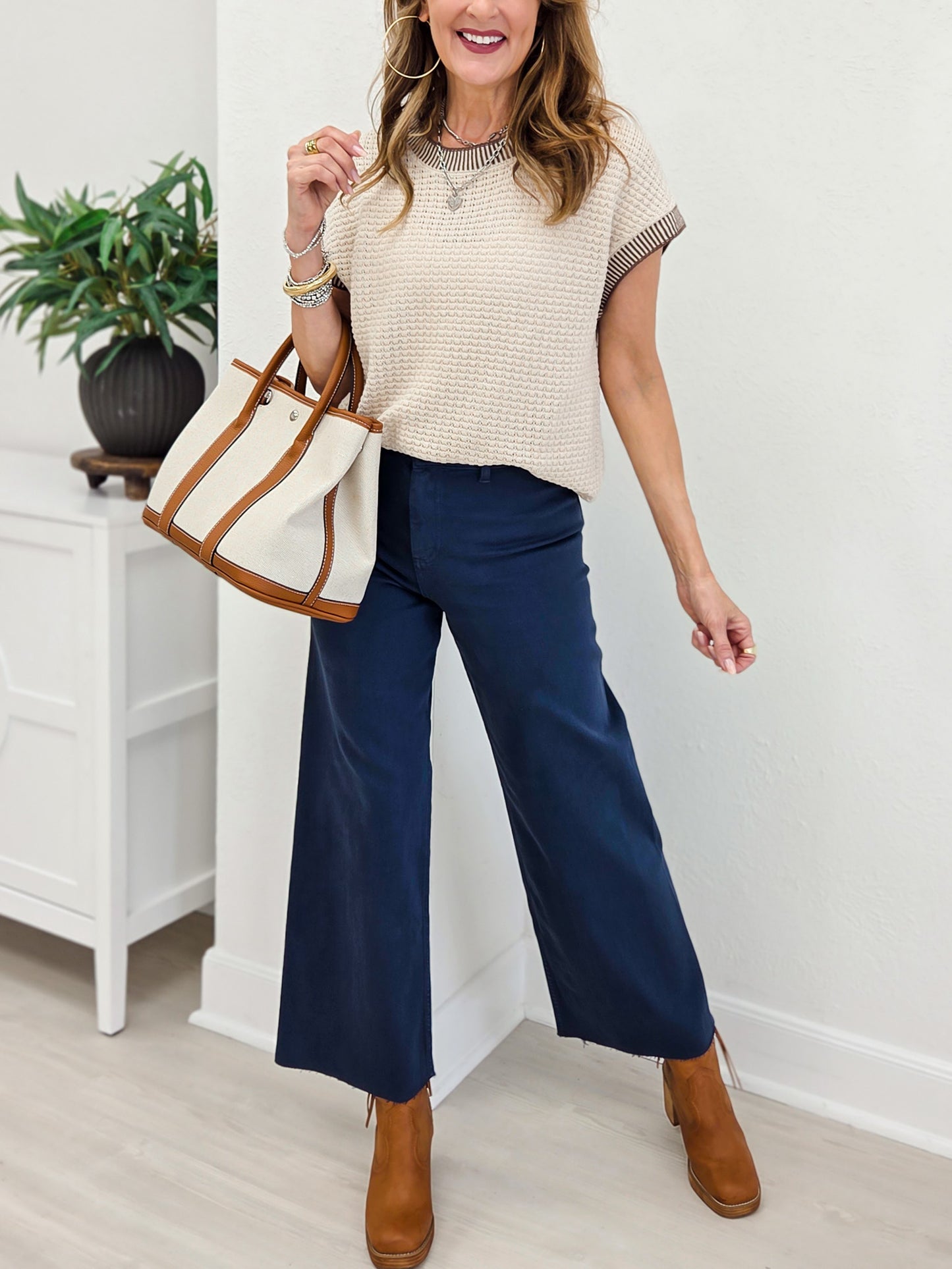 Raw Hem Straight Leg Denim Pant-A