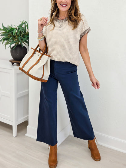 Raw Hem Straight Leg Denim Pant-A