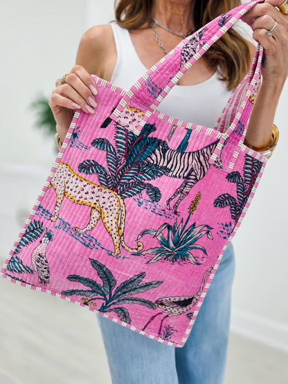 Everyday Quilted Striped Tote Bag