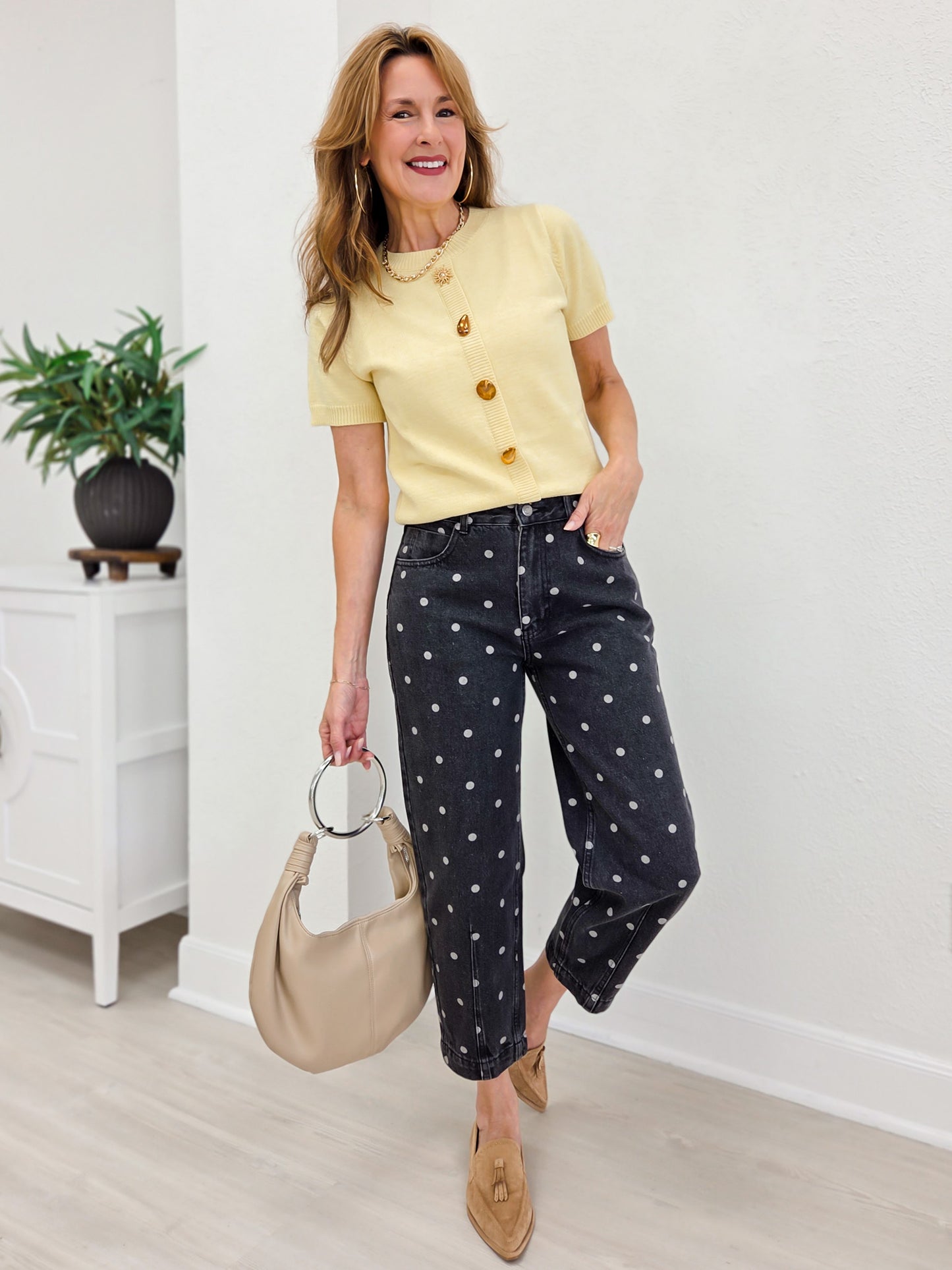 Decorative Buttons Soft Knit Sweater