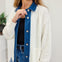 Button Down Knit Jacket With Denim Contrast
