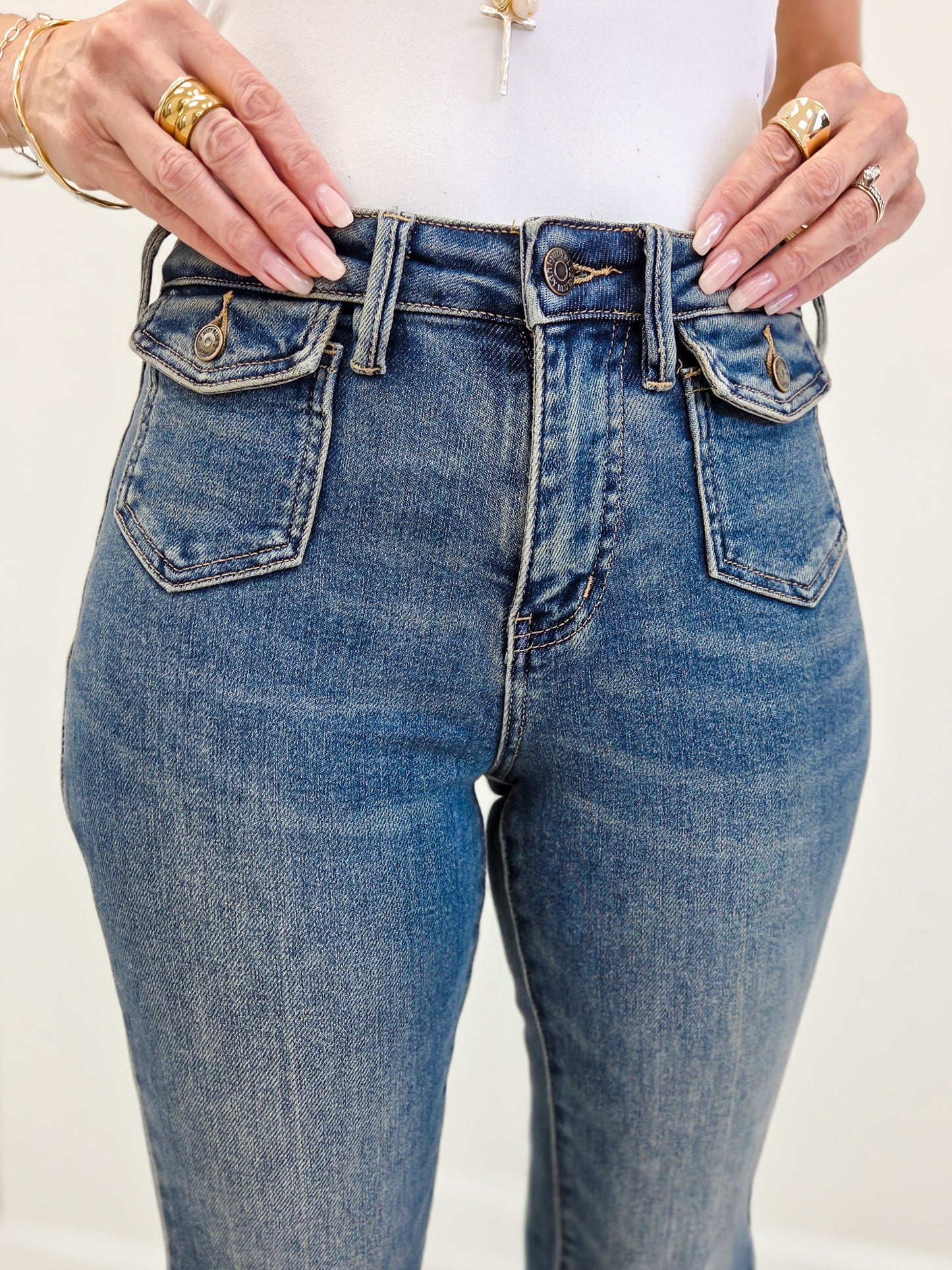 Judy Blue Mid-Rise Vintage Front Pocket Boot