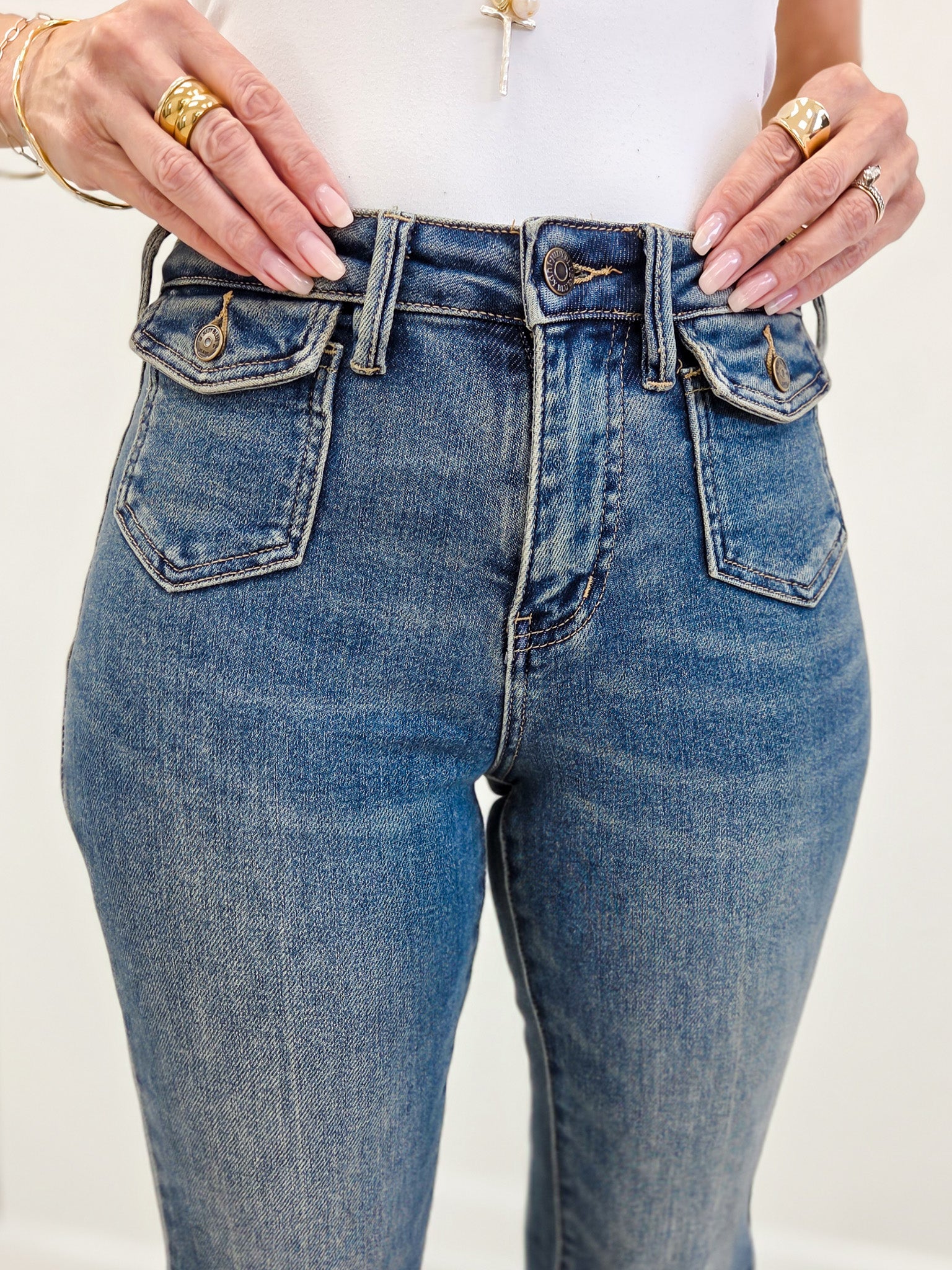 Judy Blue Mid-Rise Vintage Front Pocket Boot
