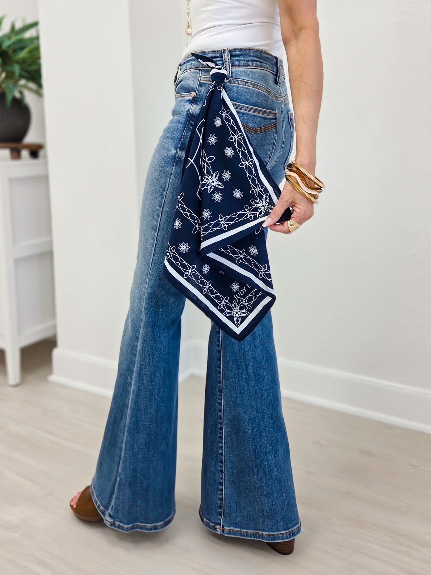 Judy Blue Mid-Rise Flare Bandana Loop