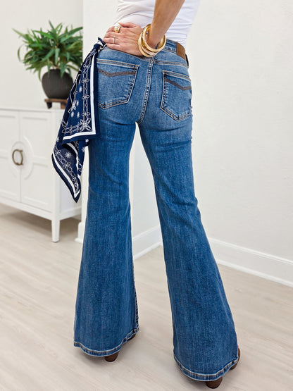 Judy Blue Mid-Rise Flare Bandana Loop