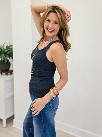 Reversible Forest Night Lace Textured Tank Top