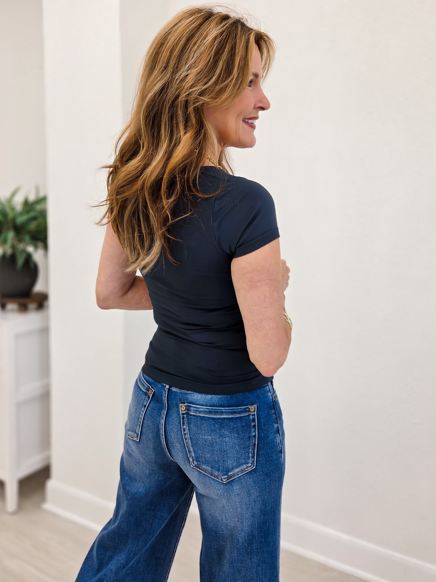 Square Neck Cap Sleeve Top