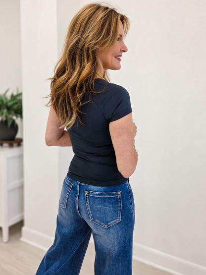 Square Neck Cap Sleeve Top