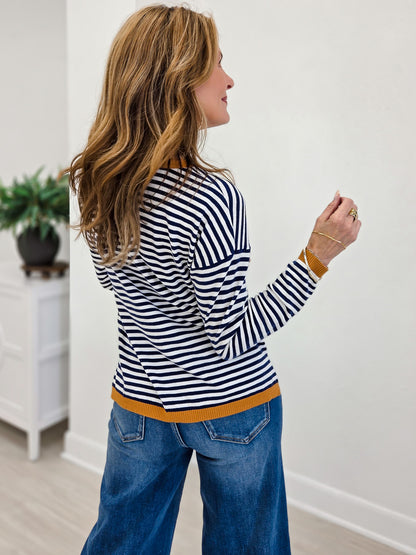 Striped Long Sleeve Crew Neck Pullover Sweater