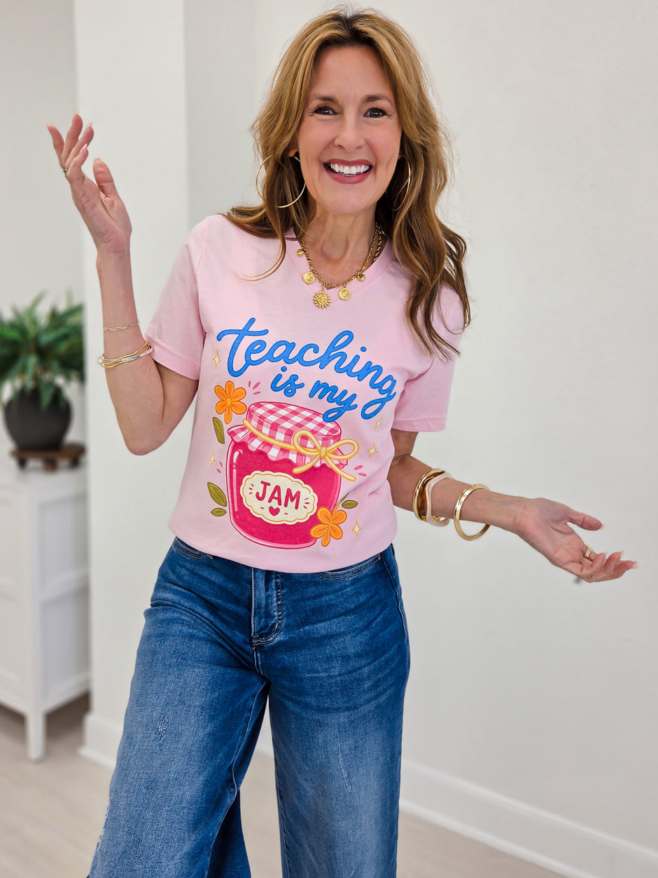 Teaching Is My Jam V-Neck Graphic Tee