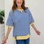 Oversized Stripe Casual Knit Top With Half Sleeves