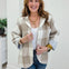 Plaid Pattern Front Pocket Woven Lining Linen Jacket