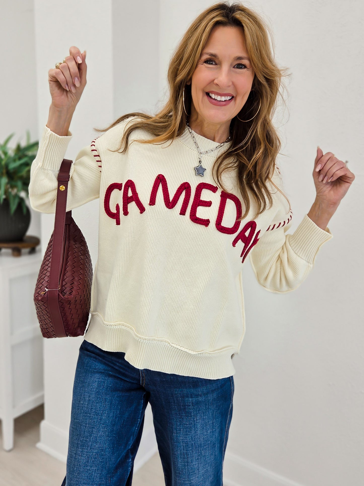 Oversized Stich Detail Yoga Lettering Sweatshirts