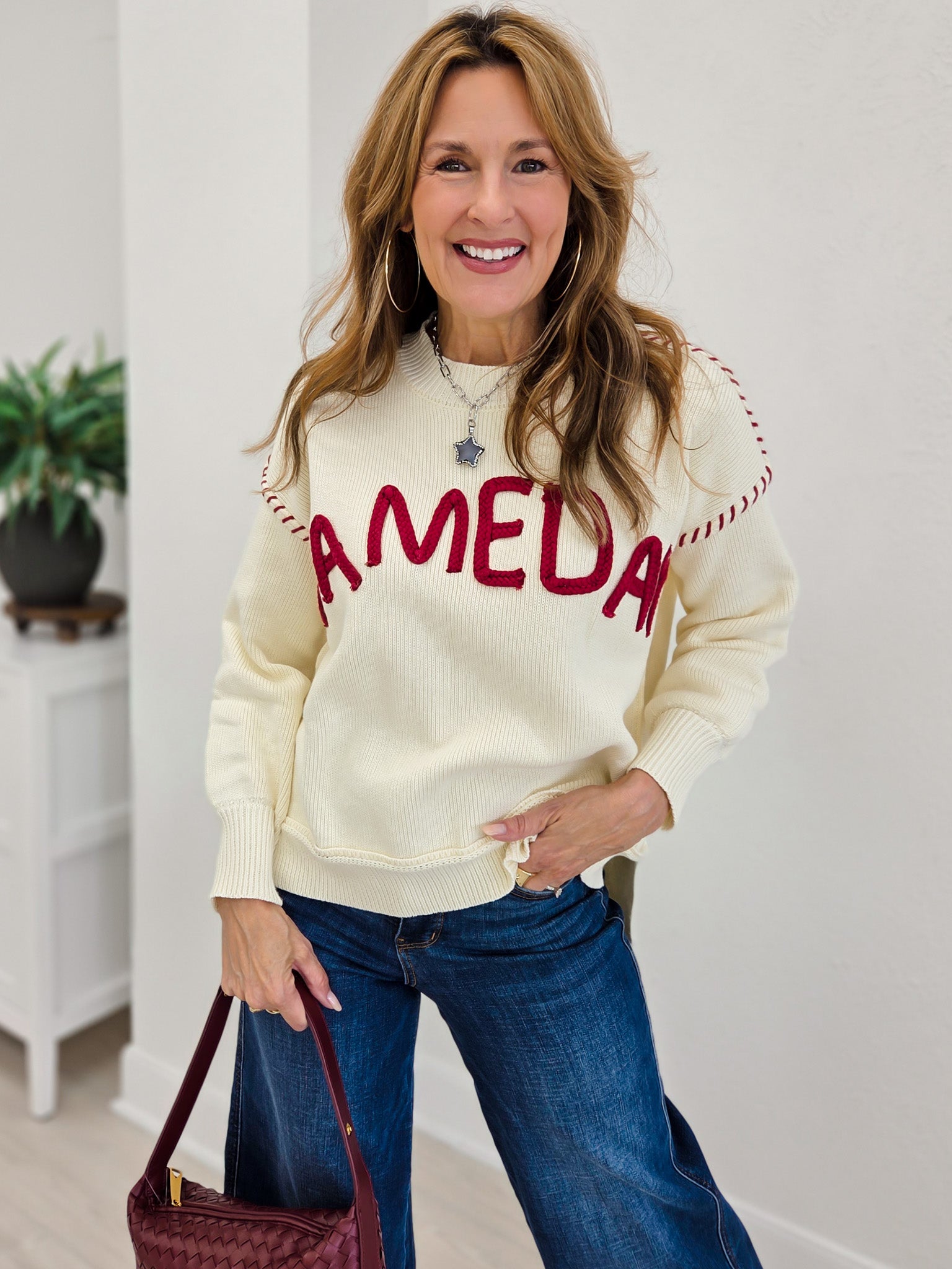 Oversized Stich Detail Yoga Lettering Sweatshirts