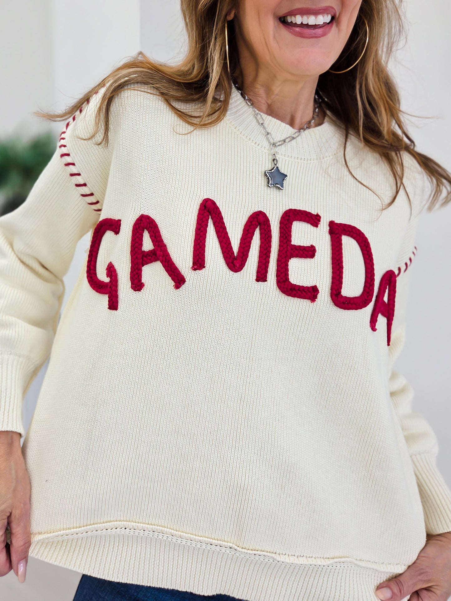Oversized Stich Detail Yoga Lettering Sweatshirts