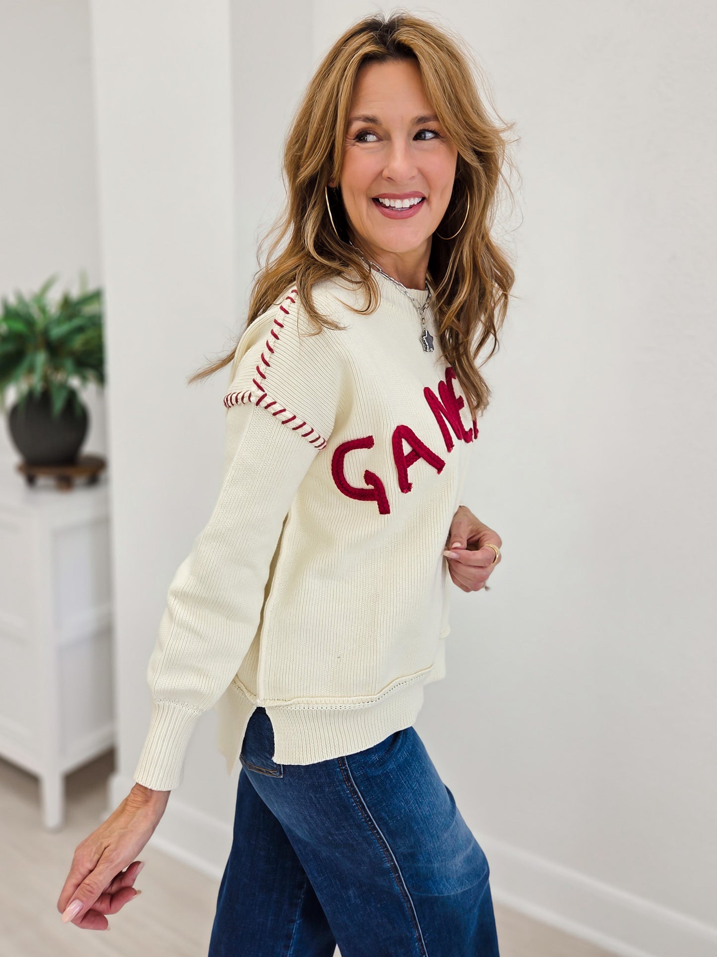 Oversized Stich Detail Yoga Lettering Sweatshirts
