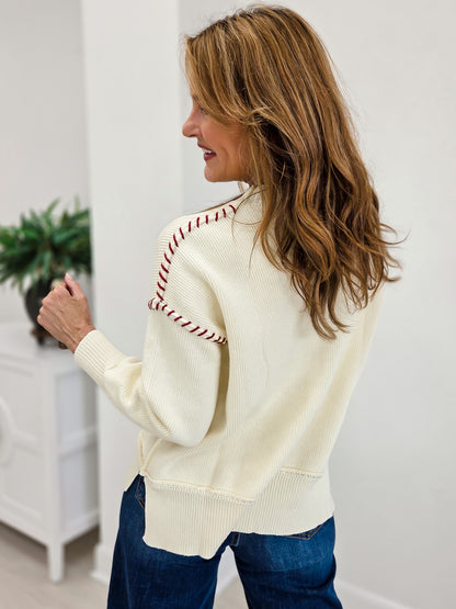Oversized Stich Detail Yoga Lettering Sweatshirts