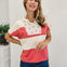 Mixed Media Floral Quilted Patch Color Block Top