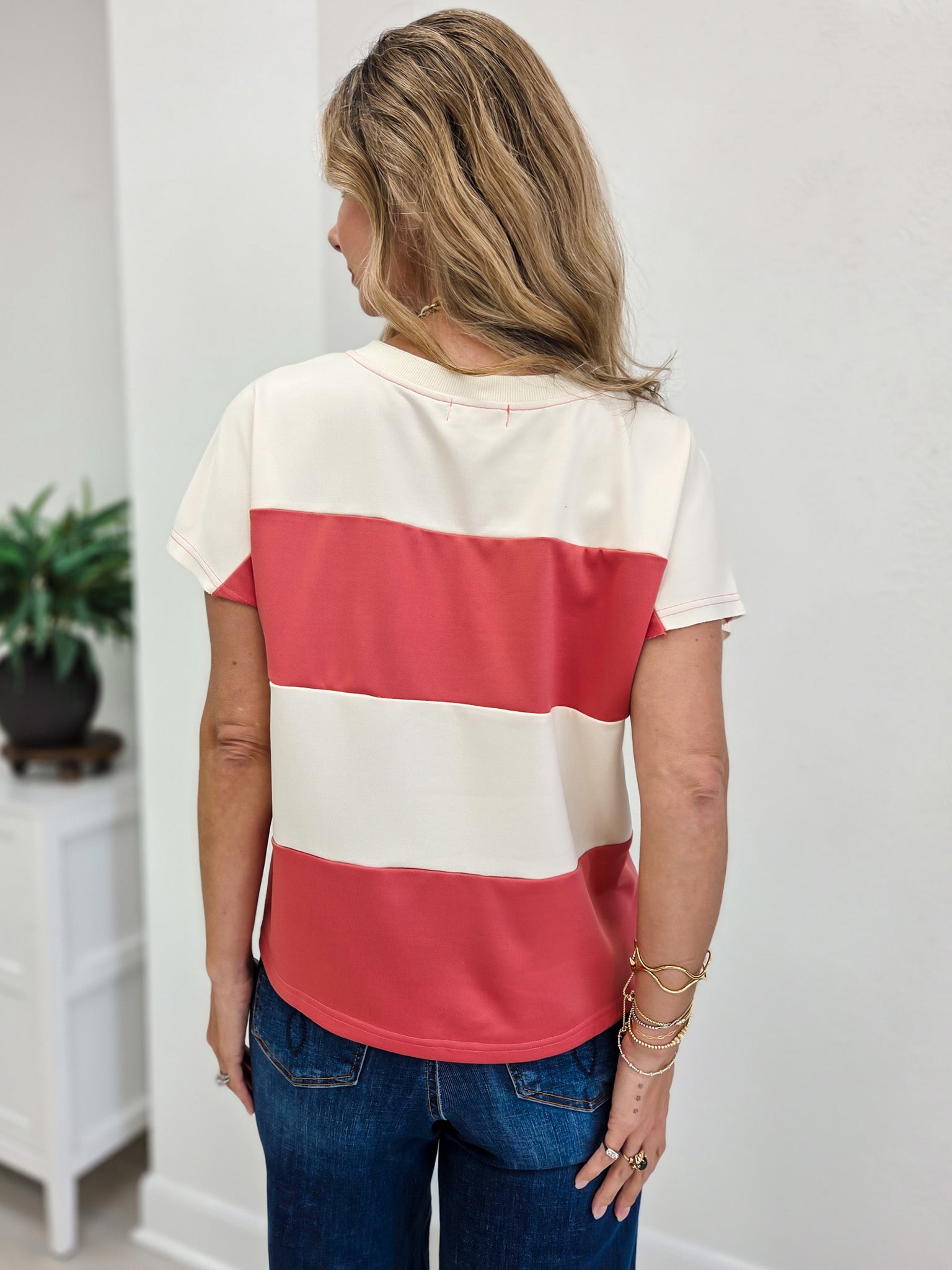 Mixed Media Floral Quilted Patch Color Block Top