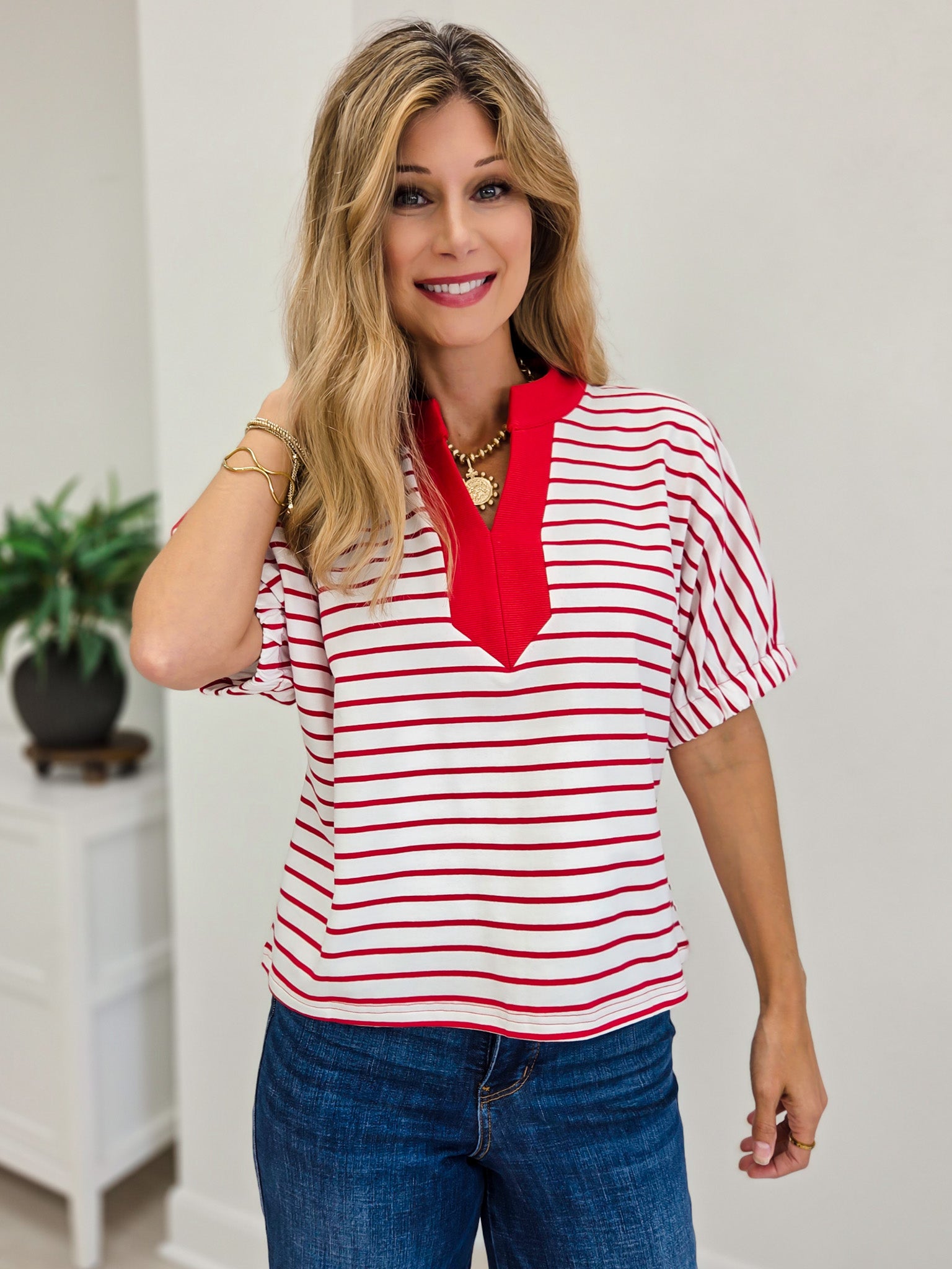 Stripe Dolman Sleeve Oversized Knit Top