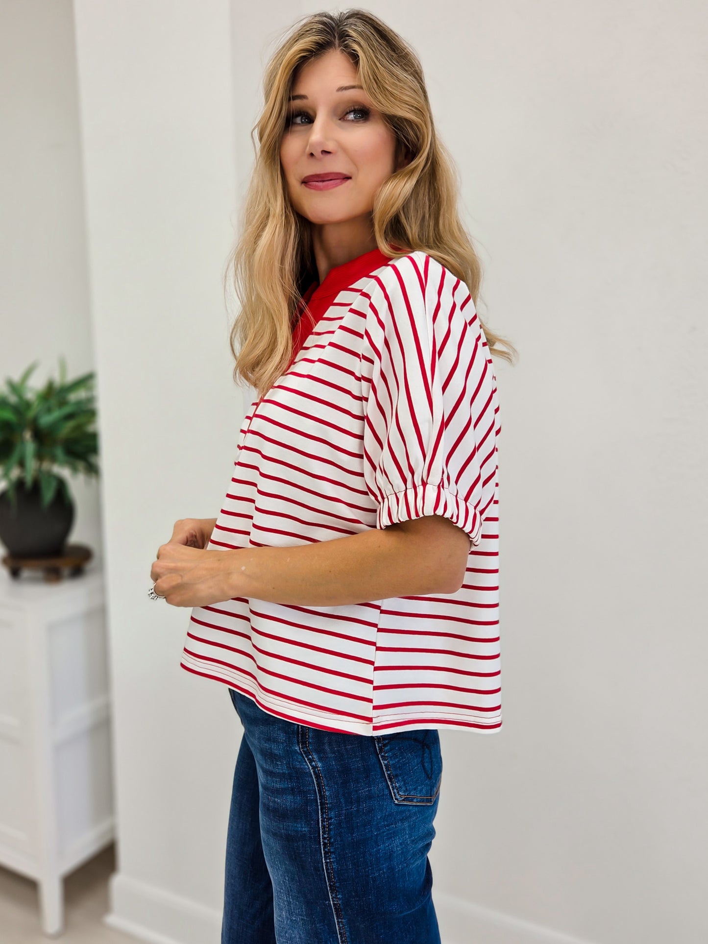 Stripe Dolman Sleeve Oversized Knit Top