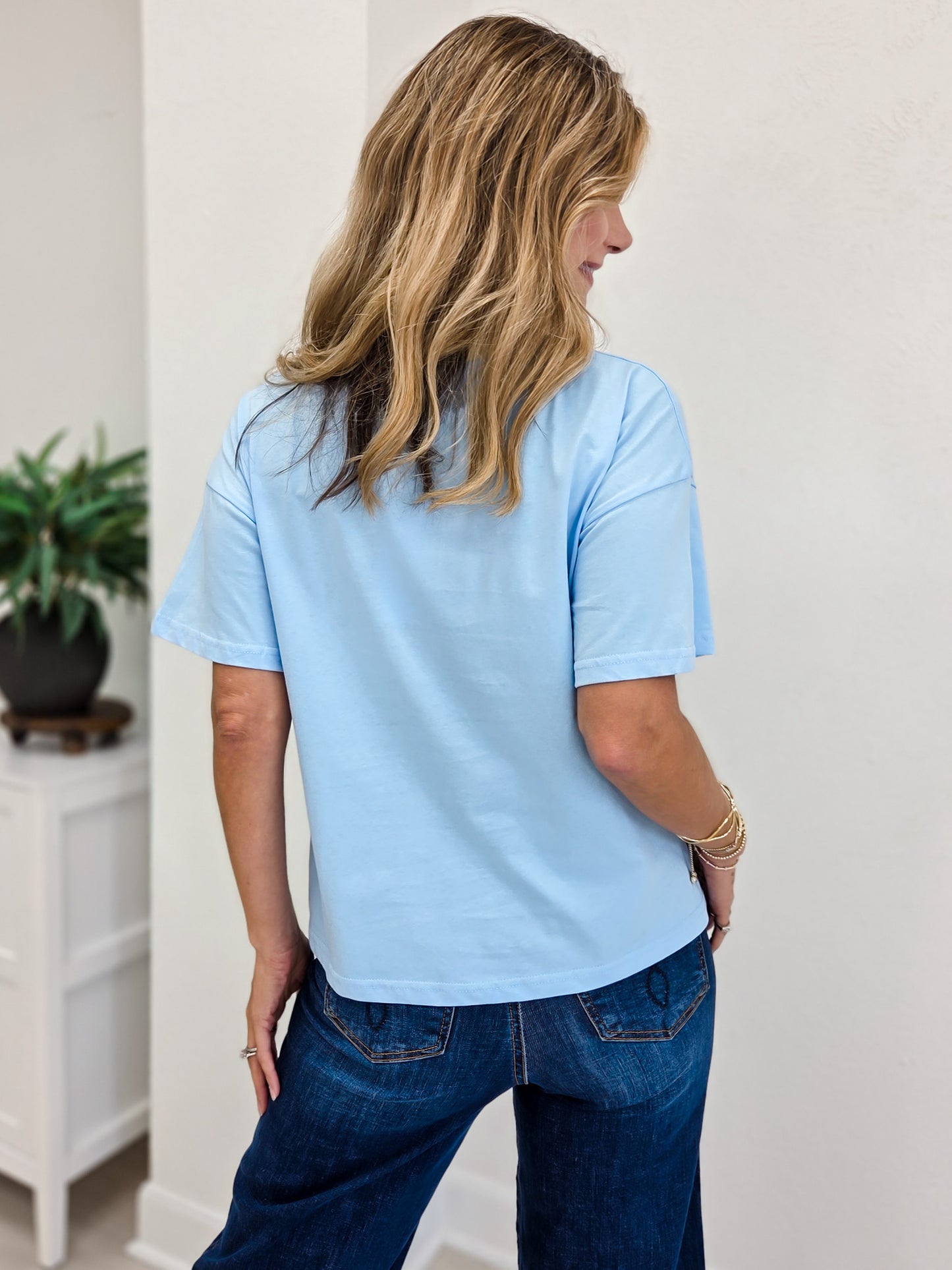 Lemon Embroidery Contrast Neck Band T-shirt