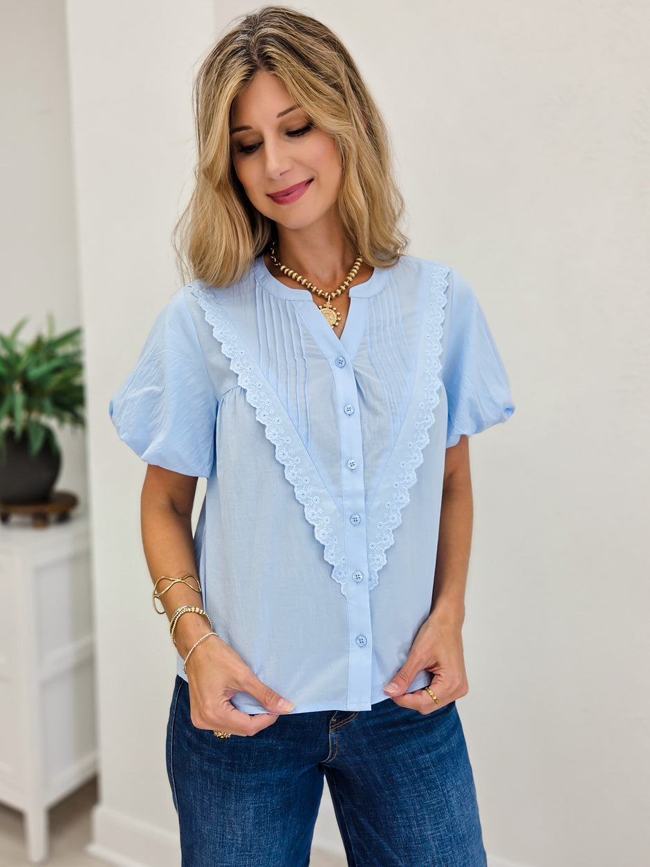 Pintuck Detailed Button Down Shirt