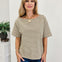 Soft Brushed Striped Off Shoulder Relaxed Top