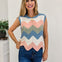 Multi-color Wave Pointelle Knit Tank Top