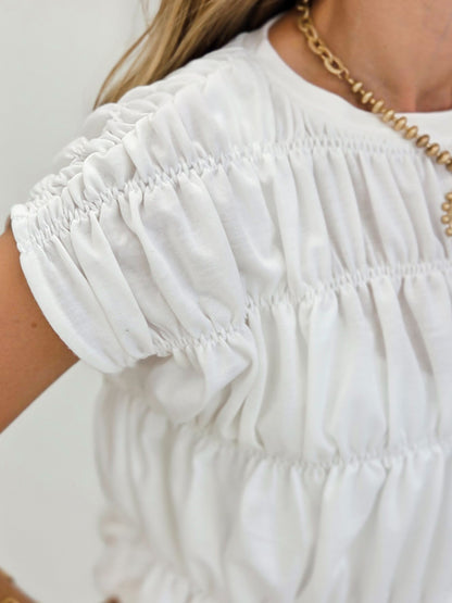 Smocked Bubble Hem Sleeveless Knit Top