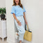 Washed Gingham Printed Twill Barrel Pants